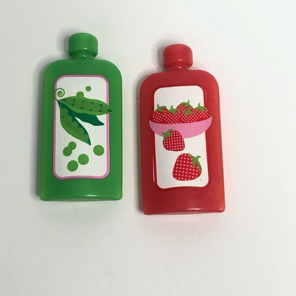 pretend baby doll food baby food pouch plastic peas‎ and strawberries baby doll